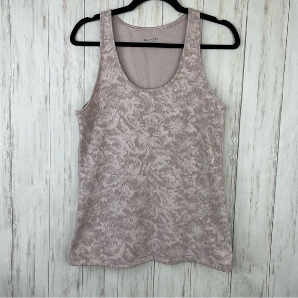 Athleta pink floral spandex tank size large - Picture 1 of 5